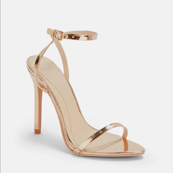 rose gold pointed toe barely there heels